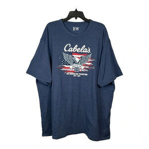 Cabela's Graphic T-Shirt Mens 3XL Blue Patriotic Eagle‎ American Short Sleeve